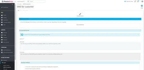 Vista de la gestión de notificaciones para clientes